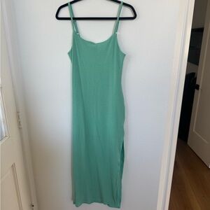 Teal Green Ribbed Maxi Dress
